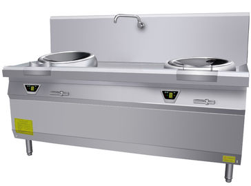 Chuhe vente à chaud en acier inoxydable stell wok commercial induction avec 2 brûleurs fournisseur
